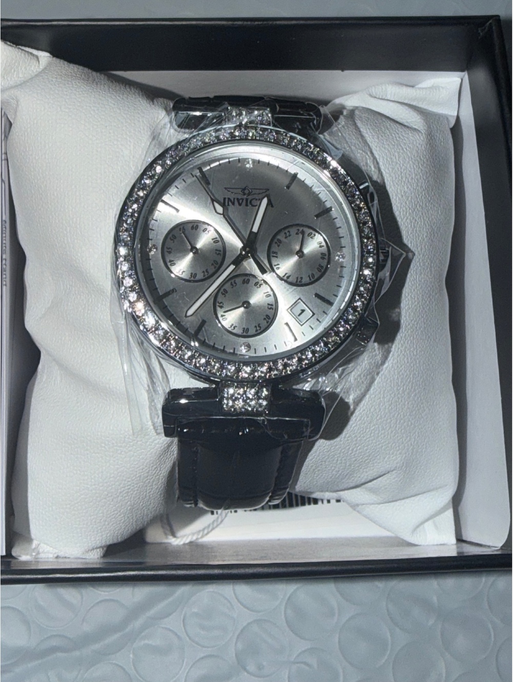 $249 INVICTA CELESTIAL LADY EITH GENUINELY BLACK LEATHER STRAP!!
